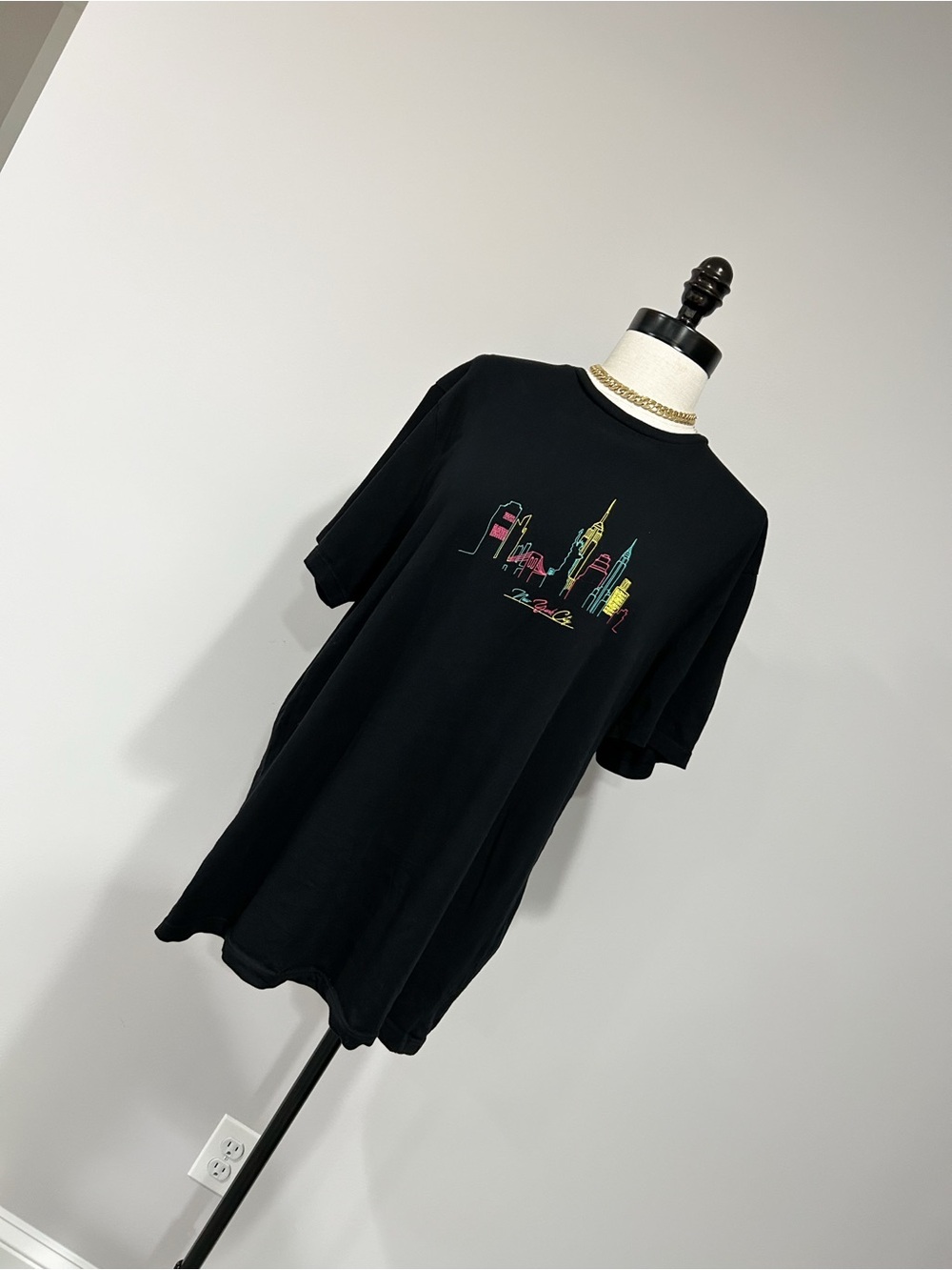 ASOS Black Tee with Neon City Skyline Graphic